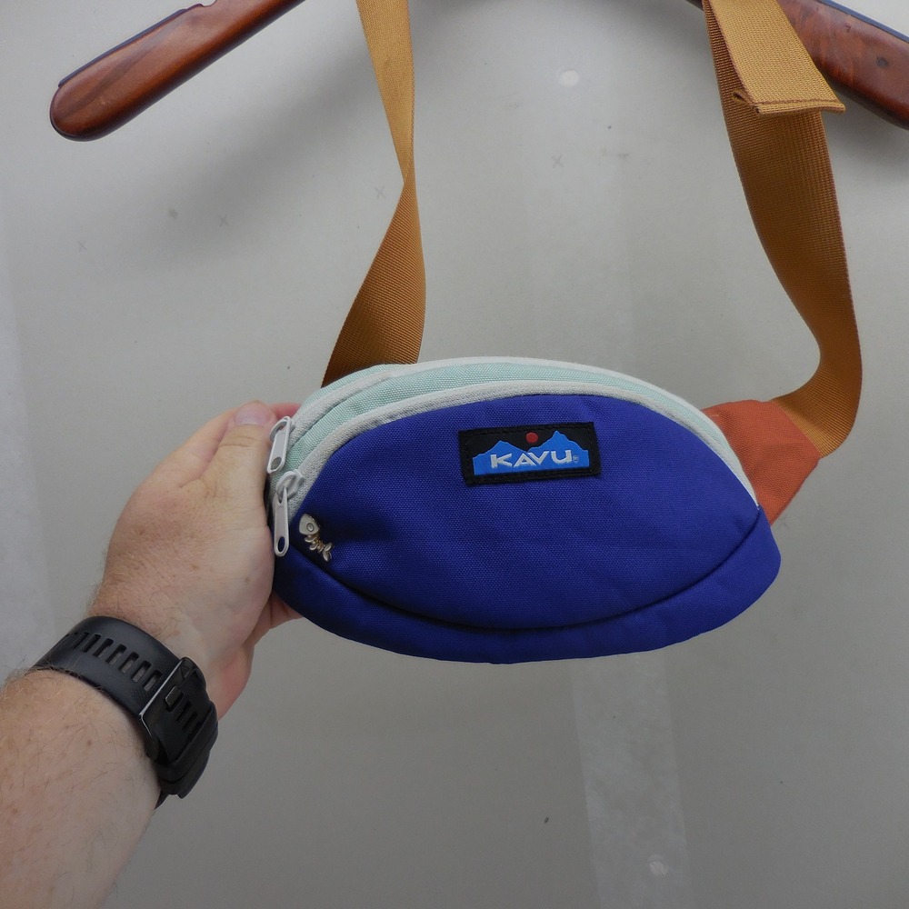 KAVU Spectator Belt Bag Multi Color Block Blue Green Orange Waist Pack Fanny Bag